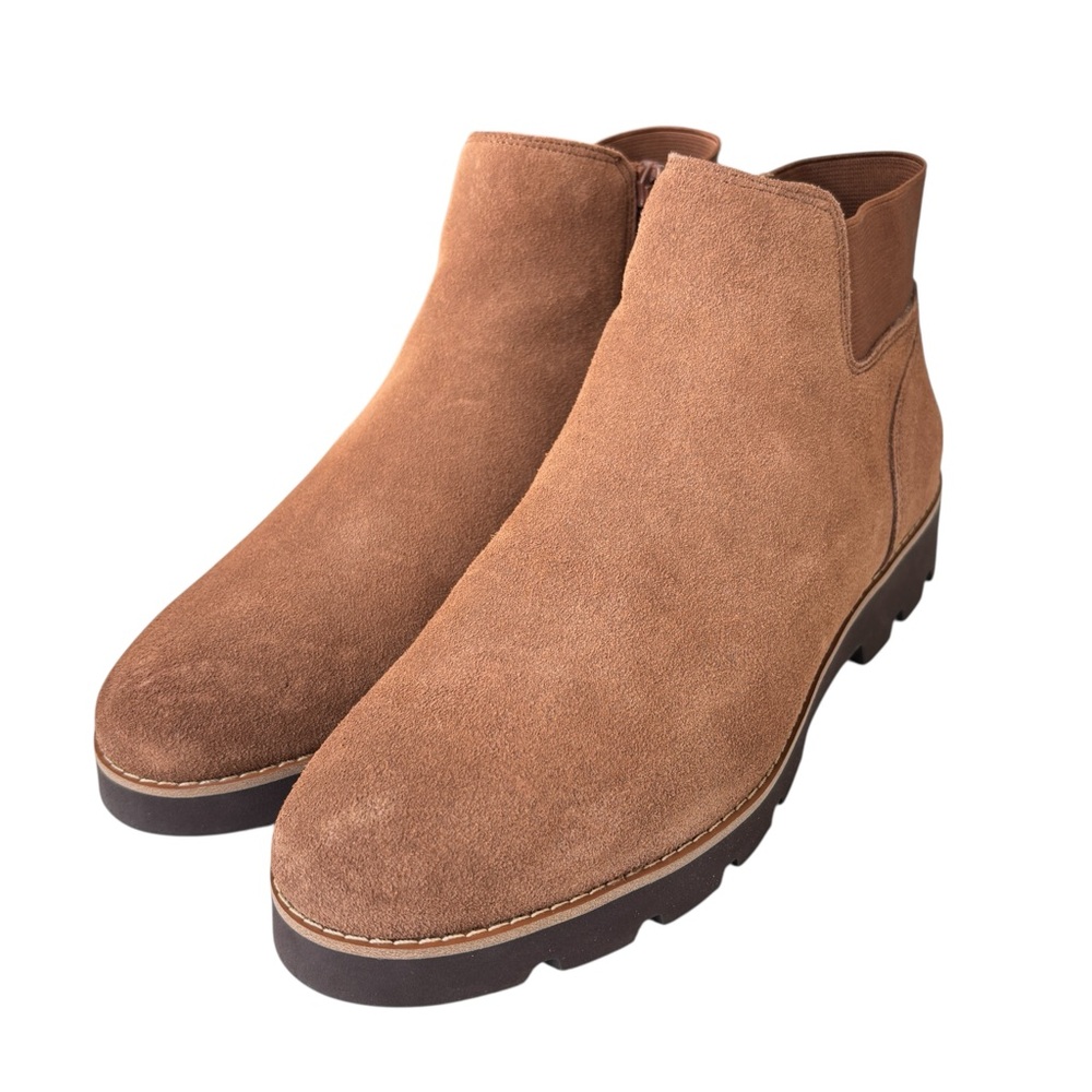Vionic Womens Brionie Zip Up Chelsea Ankle Boot Size 8.5 $150 in Chestnut Suede